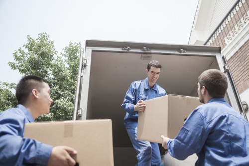 Prepared boxes and moving supplies for a Merton relocation