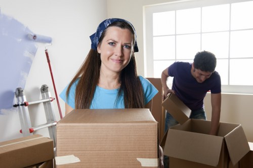 Office furniture and equipment prepared for a local commercial move