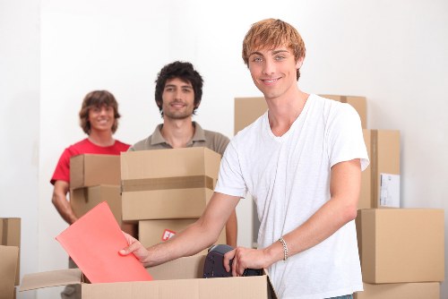 Flexible man with a van Merton transport for home or office moves