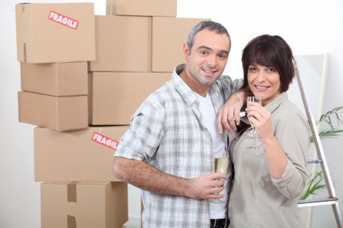 Packed household items ready for a home move in Merton